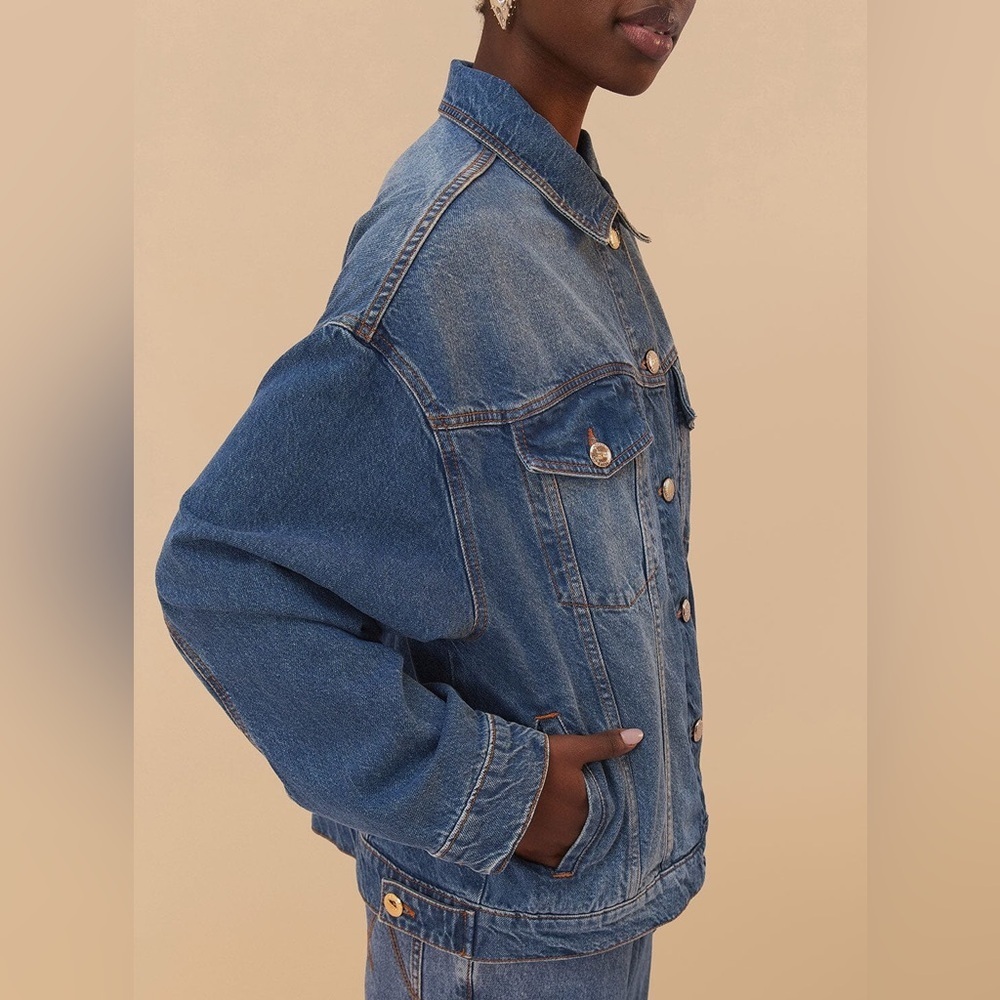 Farm Rio: Denim Buttoned Jacket / Jeans Jacket - Picture 4 of 13